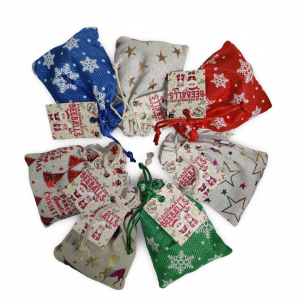 BeeBalls in Festive Pouches With Christmas Tag